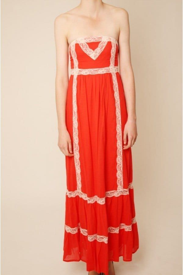 Tomato Lace Trim Detail Strapless Maxi Dress size: 6 U