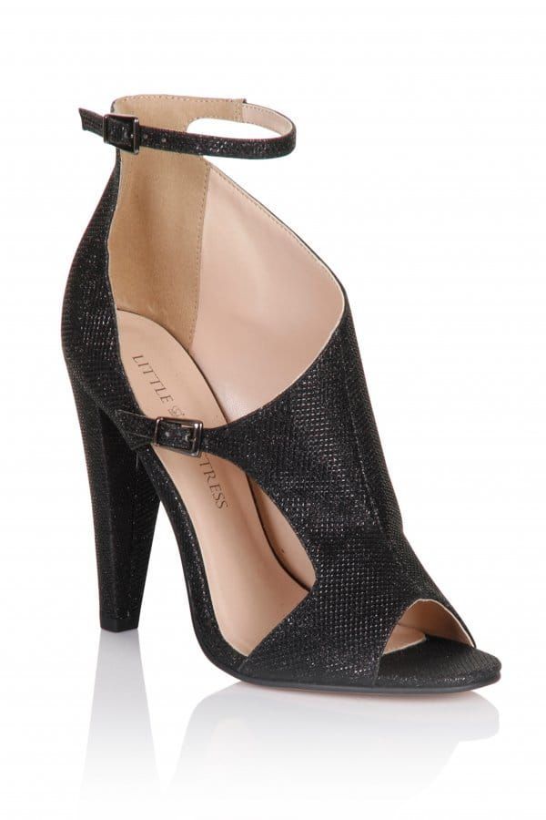 Black Glitter Cut Out Shoes size: Footwear 3 UK, colou