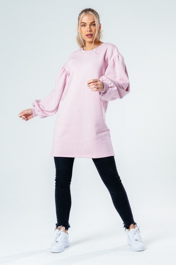 BALLOON SLEEVE WOMEN'S SWEAT DRESS size: 10 UK, colour: Pink