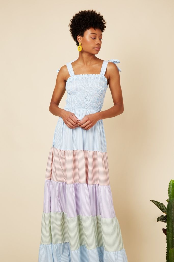 Rainbow Maxi Smock Dress size: One Size, colour: Multi