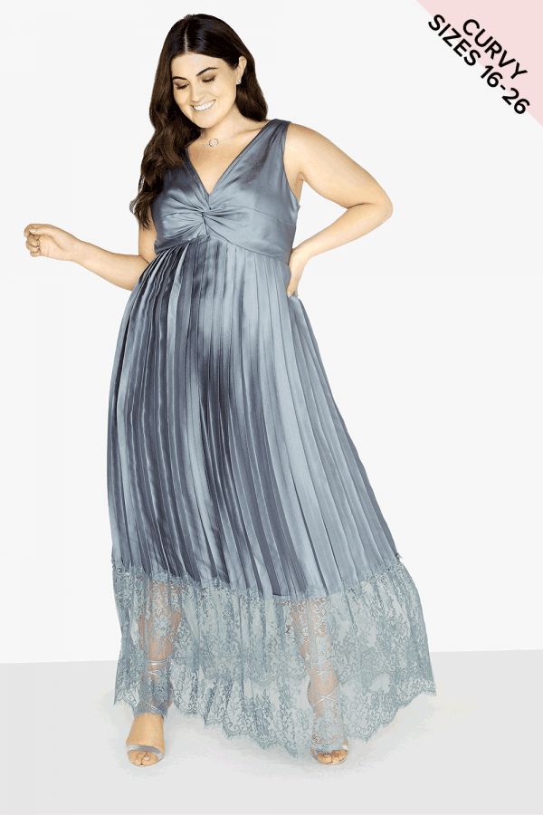 Maya Empire Maxi Dress With Lace Hem size: 16 UK