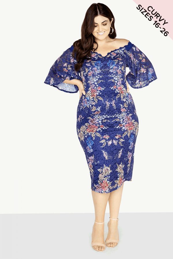 Floral Lace Dress size: 16 UK, colour: Blue Prin