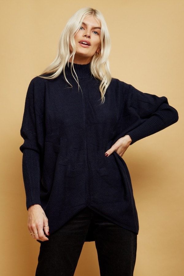 Navy High Neck Jumper size: One Size