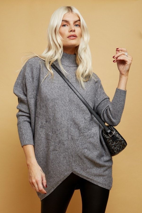 Grey High Neck Jumper size: One Size