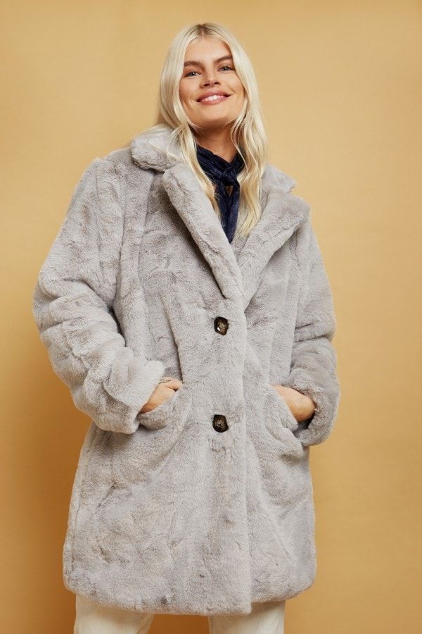 Grey Oversized Teddy Coat size: One Size