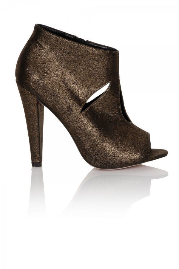 Dark bronze cut out peep toe ankle boot  size