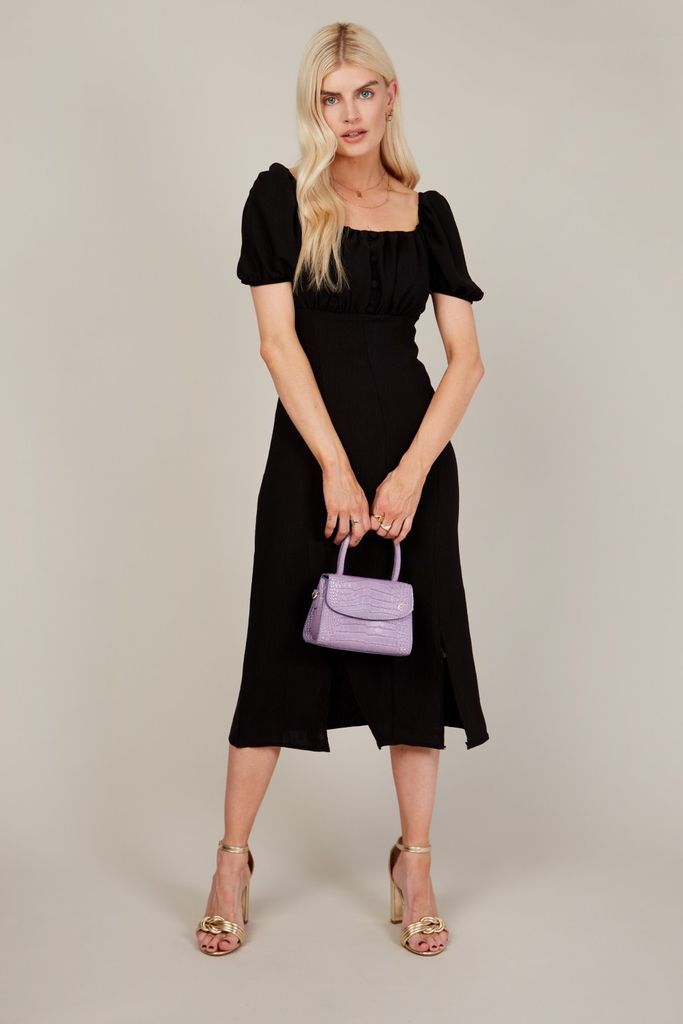Black Milk Maid Top Midi Dress With Split  size: 6 UK, colour