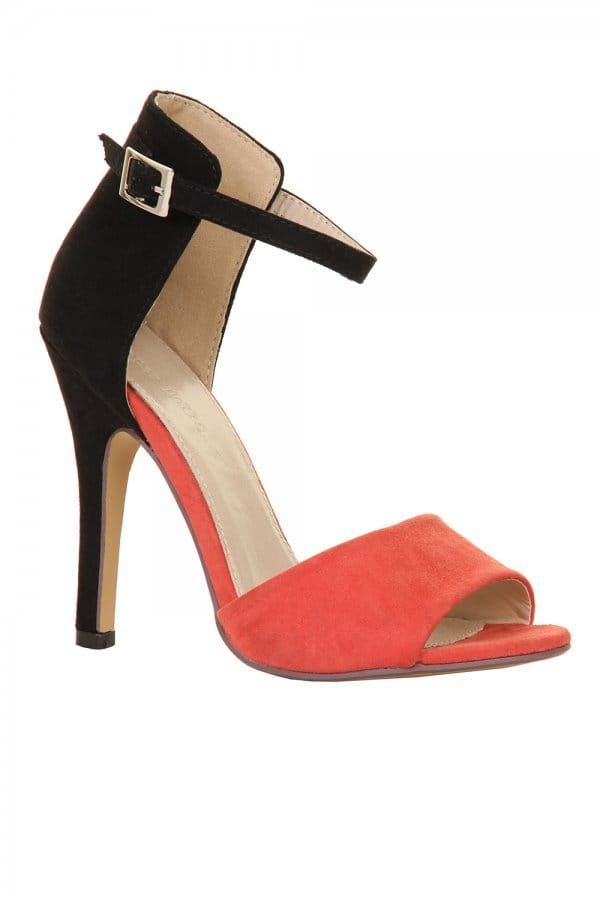 Black & Coral Suede Sandal Heel size: Footwea