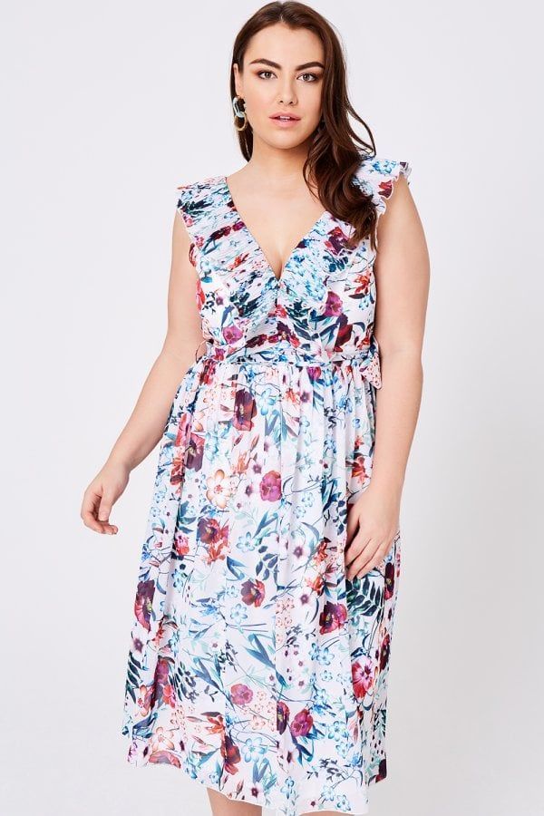 Ria Floral-Print Midi Dress size: 12 UK, colour:
