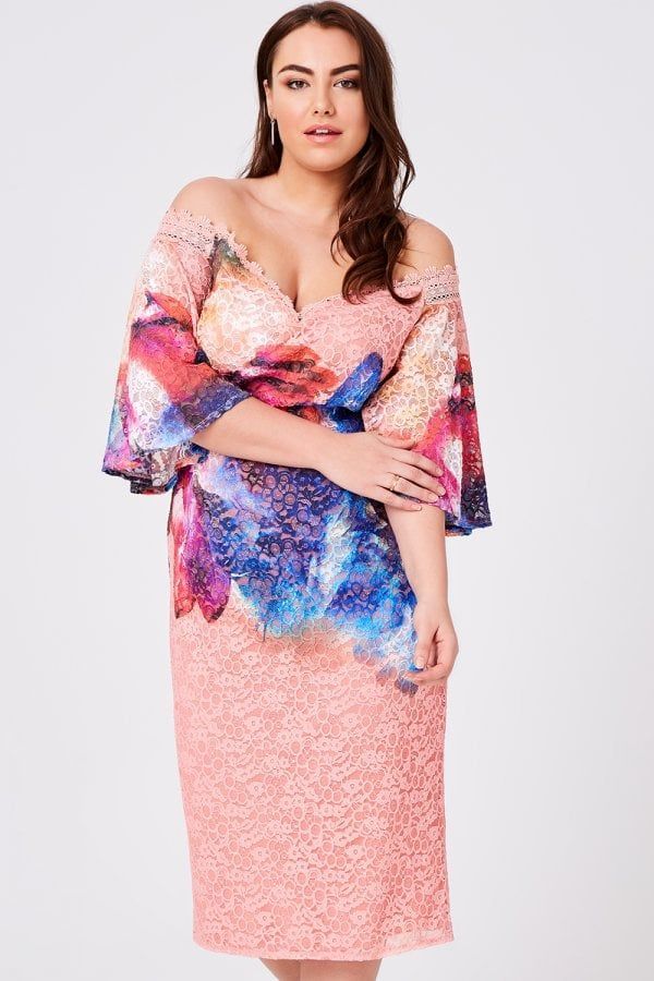 Rae Printed Lace Midi Dress size: 12 UK, colour:
