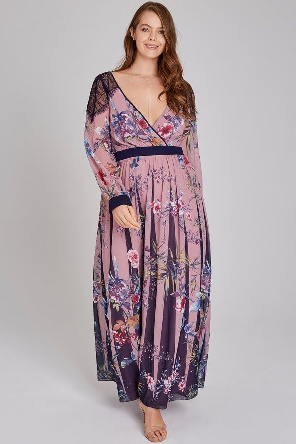 Everly Floral Maxi Dress With Lace size: 12 UK,