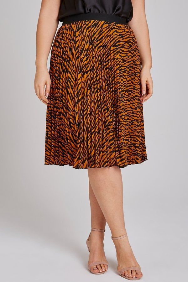 Tiger Pleat Midi Skirt size: 16 UK, colour: Tiger