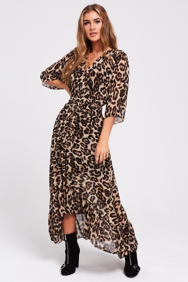Bailey Mock Wrap Dress In Leopard size: ONE SIZE, colour: Animal Print