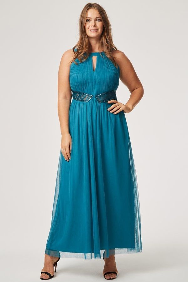 Louise Lace Insert Maxi Dress With Keyhole size: