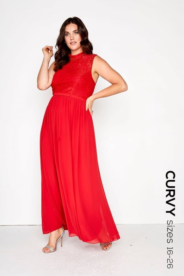 Cayenne Lace Maxi size: 16 UK, colour: Red