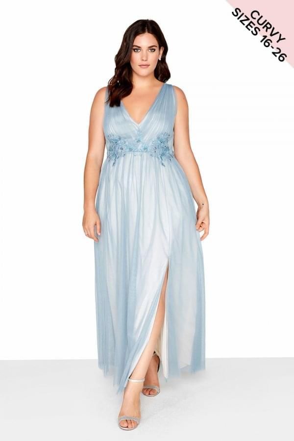 Embellished Maxi Dress  size: 16 UK, colour: Blu