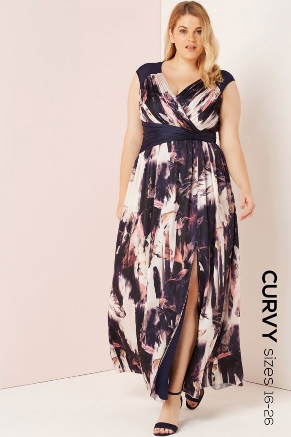 Multi Print Chiffon Maxi Dress size: 16 UK, colo