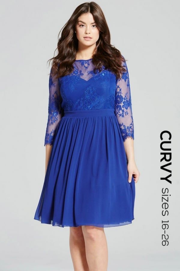 Cobalt Lace Sleeve Dress size: 16 UK, colour: Co