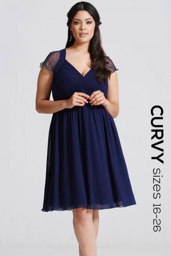 Navy Embellished Prom Dress size: 16 UK, colour: