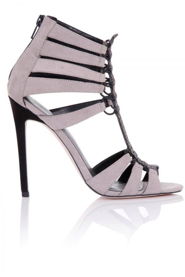Athena Grey Cage Heeled Sandals size: Footwea