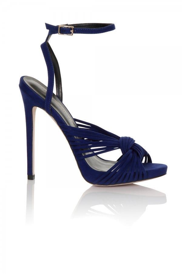Cobalt Micro-Fibre Twisted Ankle Strap Heels