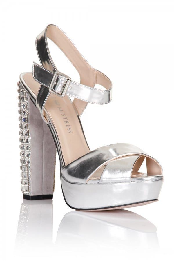 Silver Diamante Heel Shoes size: Footwear 3 U