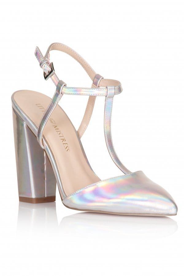 Holographic T-Bar Pointed Heels size: Footwea