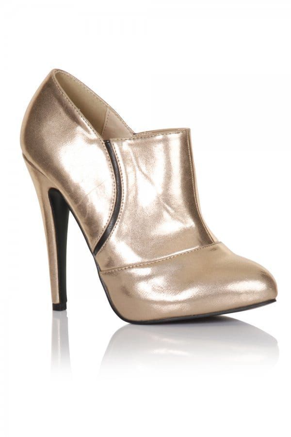 Gold Stiletto Heel Ankle Boots size: Footwear