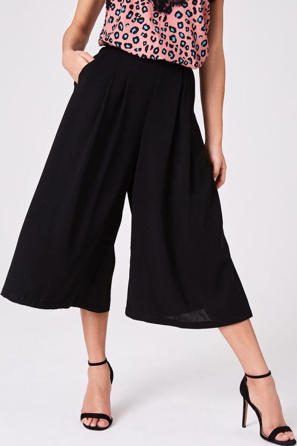 Archer Black Culotte Trousers size: 10 UK, colour: Black
