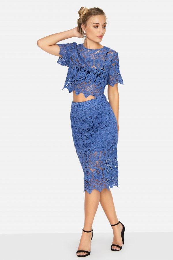 Culpo Crochet Lace Skirt  size: 10 UK, colour: Blue