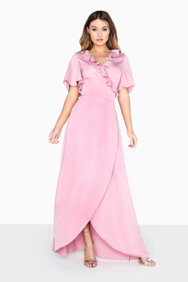 Dusty Pink Wrap Maxi Dress size: 10 UK, colour: Pink