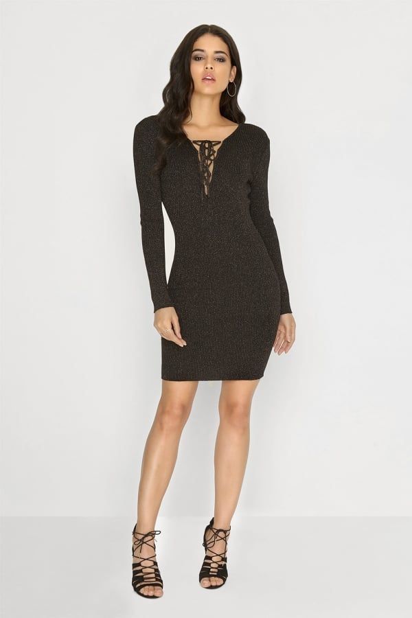 Black Knitted Lurex Dress size: 10 UK, colour: Black