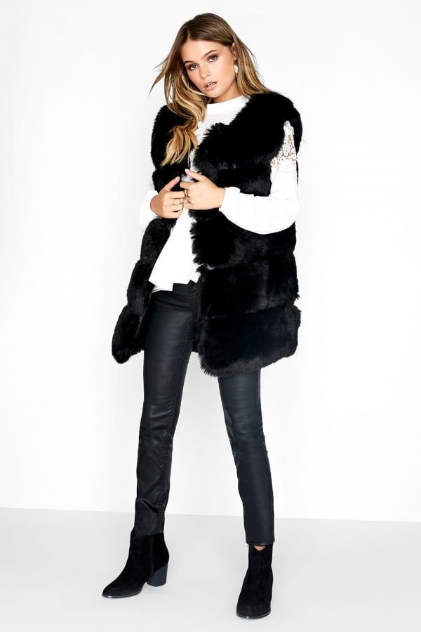 Black Fur Gilet  size: M/L, colour: Black