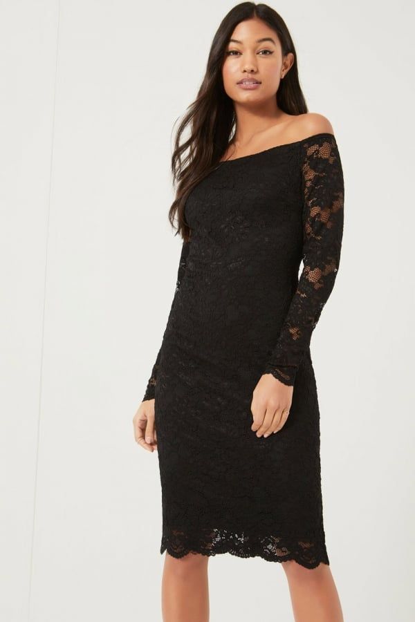 Black Lace Bodycon dress size: 10 UK, colour: Black