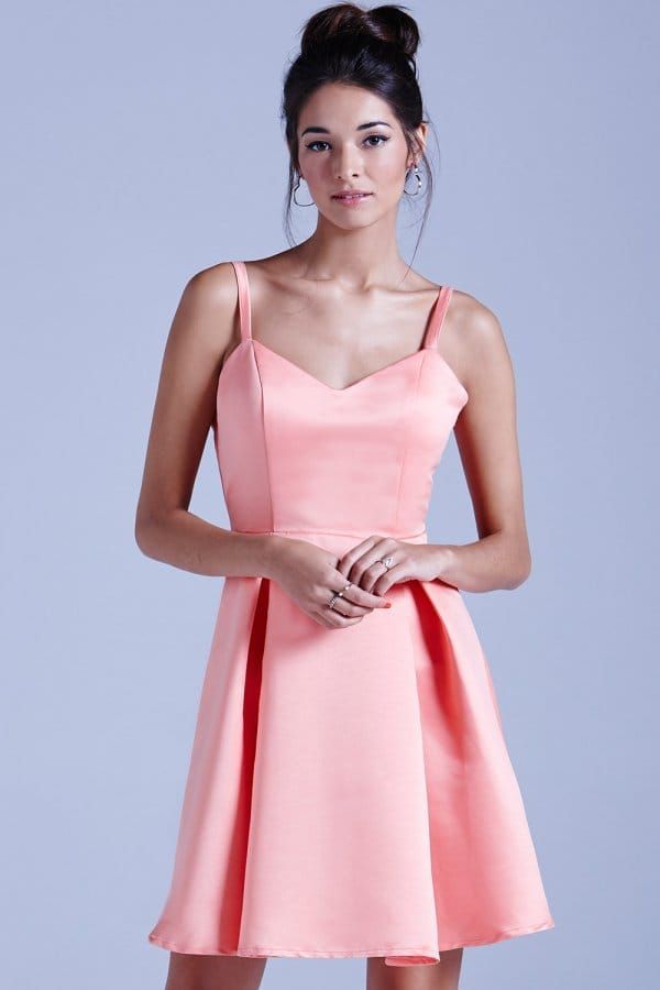 Coral Structured Bow Back Prom Dress size: 10 UK, colour