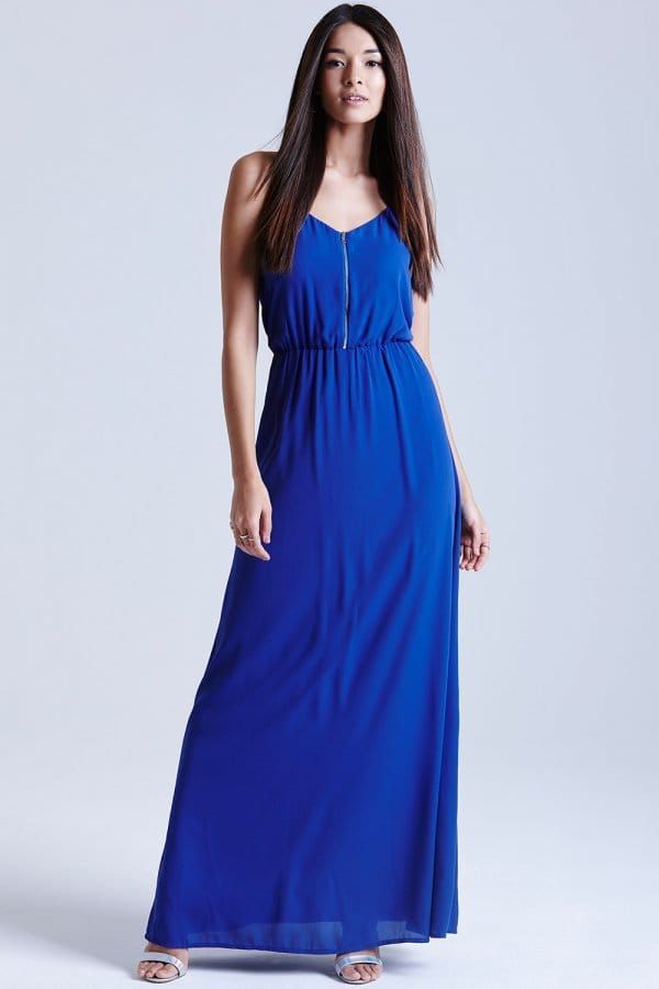 Blue Chiffon Maxi Dress size: 10 UK, colour: Blue