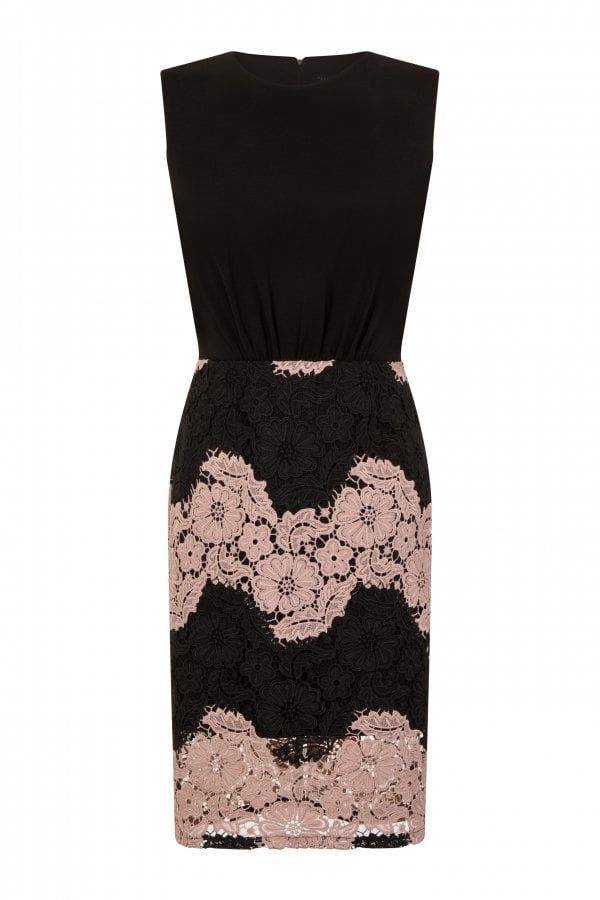 Beziers Contrast Lace Dress size: 10 UK, colour: Black / B