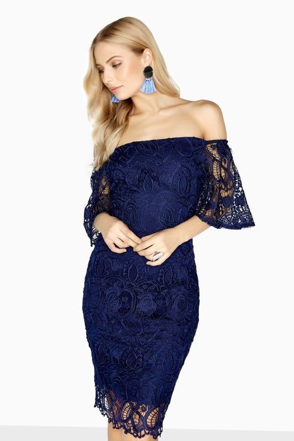 Cambrais Off The Shoulder Lace Dress size: 10 UK, colour: