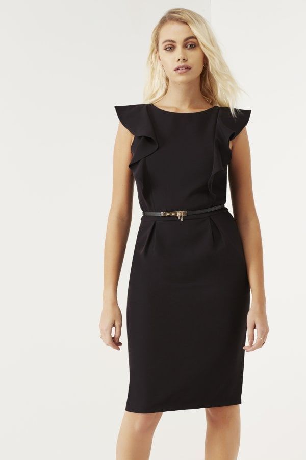 Black Fluted Dress size: 10 UK, colour: Black