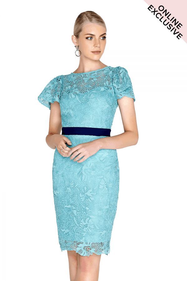 Aqua Lace Dress size: 10 UK, colour: Aqua