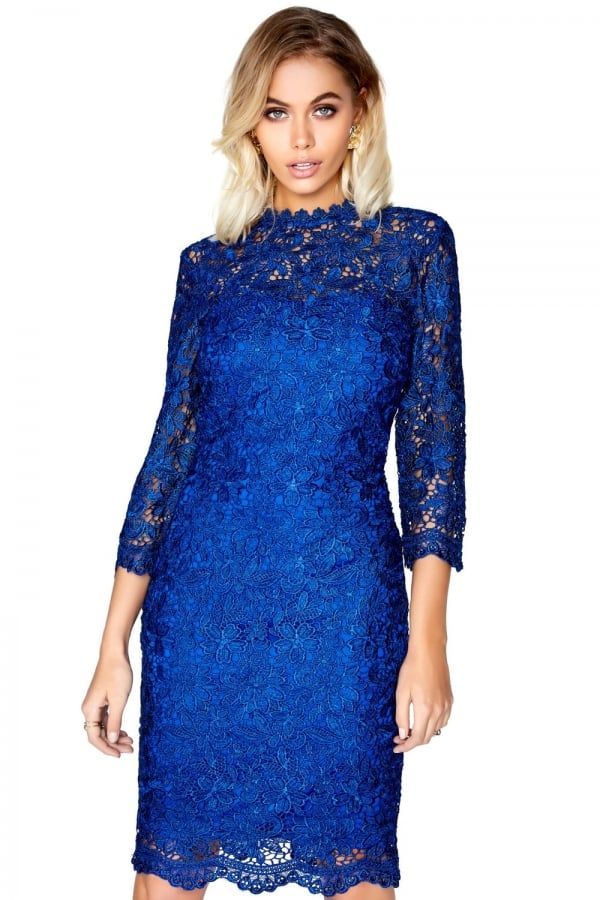 Blue Lace Dress size: 10 UK, colour: Blue