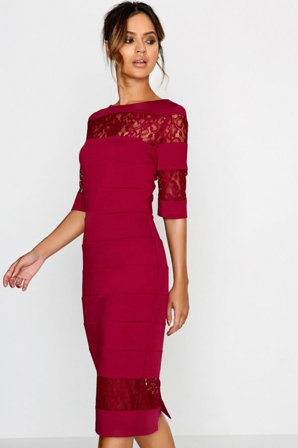 Berry Bodycon Dress  size: 10 UK, colour: Berry