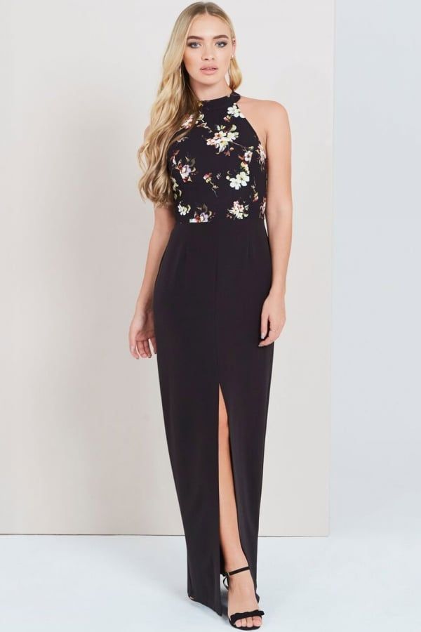 Dark Blossom Print 2 In 1 Maxi Dress size: 10 UK, colour: