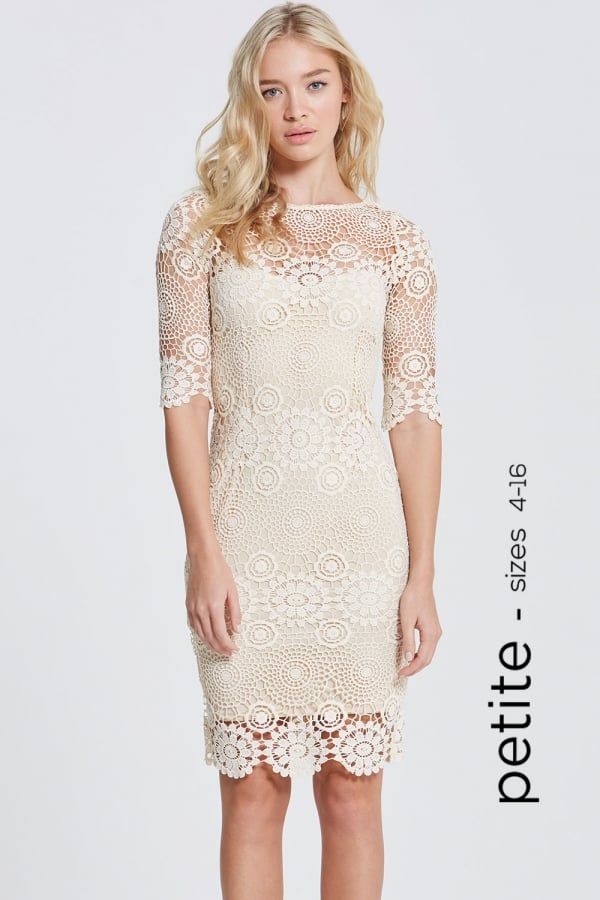 Cream Crochet Lace 3/4 Sleeve Dress size: 10 UK, colour: C