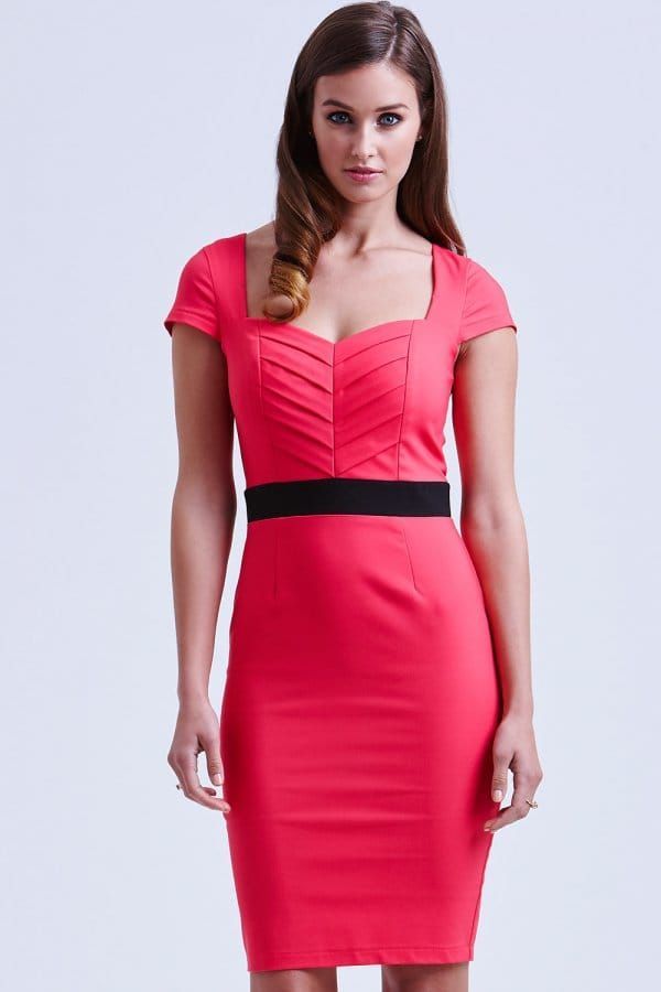 Coral Pleated Sweetheart Dress size: 10 UK, colour: Pink
