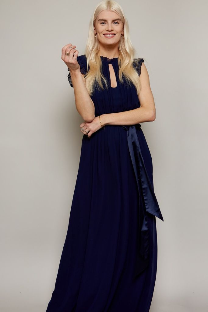 Bridesmaid Ruffle Sleeve Maxi Dress size: 10 UK, colou
