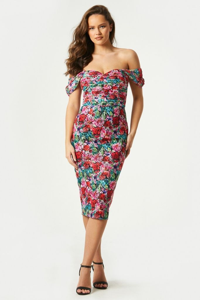 Alora Floral-Print Lace Midi Dress size: 10 UK, colour
