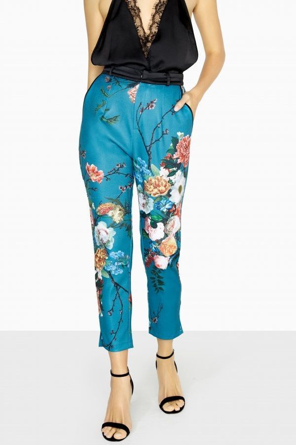 Amelie Vintage Floral Tailored Trousers size: 10 UK, c