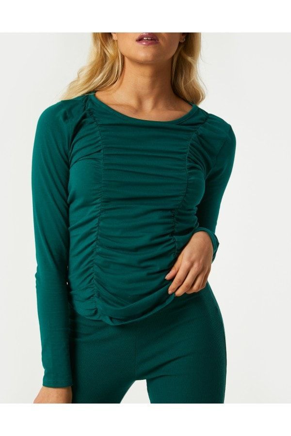 Ayden Emerald Green Long Sleeve Top size: 10 UK, colou