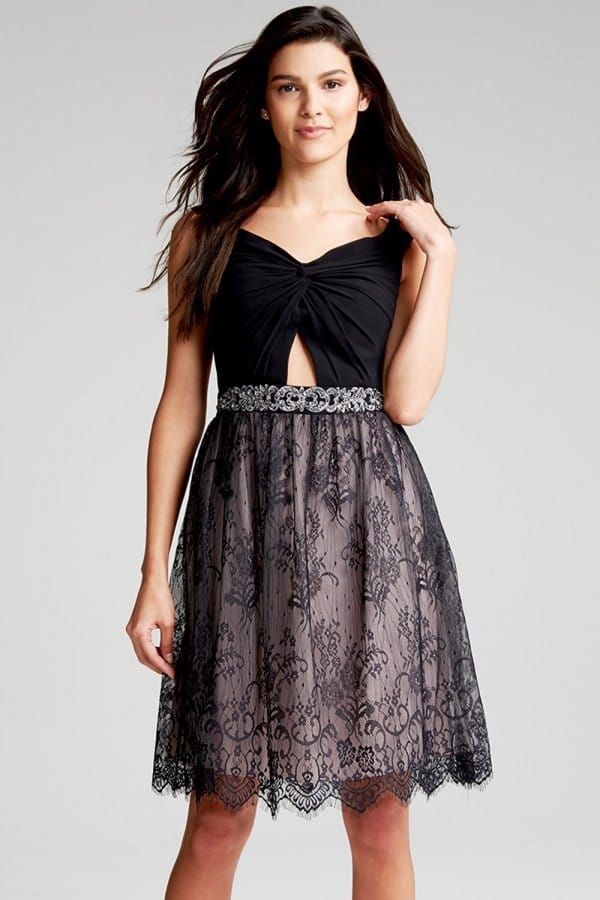Black Lace Cut Out Dress size: 10 UK, colour: Black /